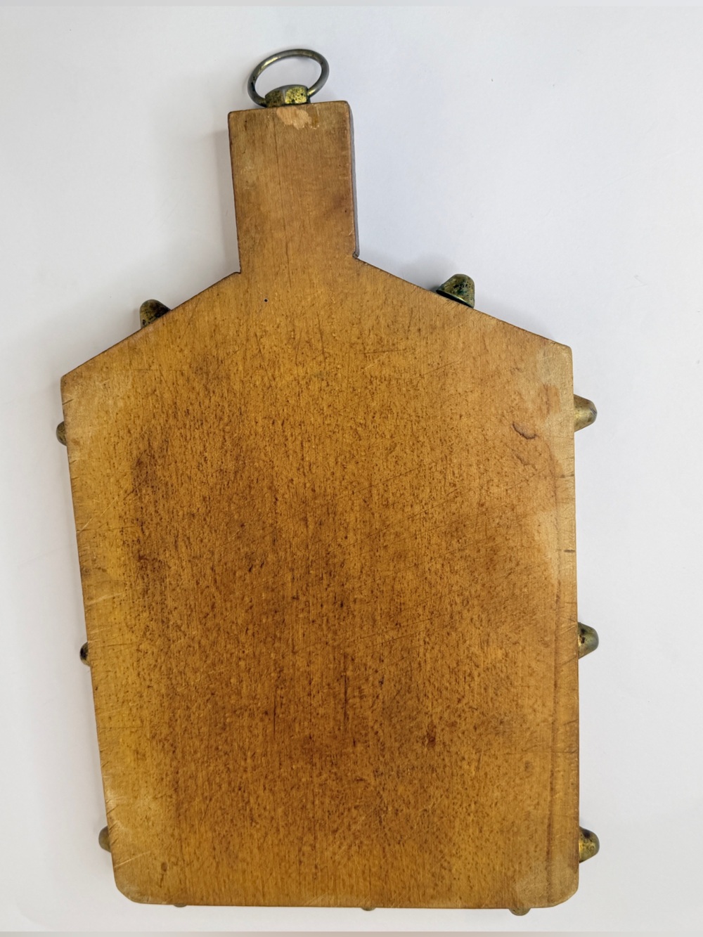 Vtg Made in Italy Heavy Wood Bread/Charcuterie Board Metal Studs Rustic Kitchen